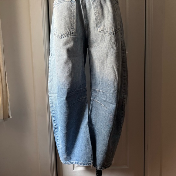 Free People Good Luck Mid-Rise Barrel Jeans in Barnyard Blue - Picture 13 of 13